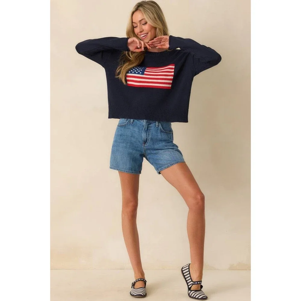 Z Supply Navy Cotton Sienna Patriot Sweater – Size XS – NWT – $64 - Picture 4 of 9